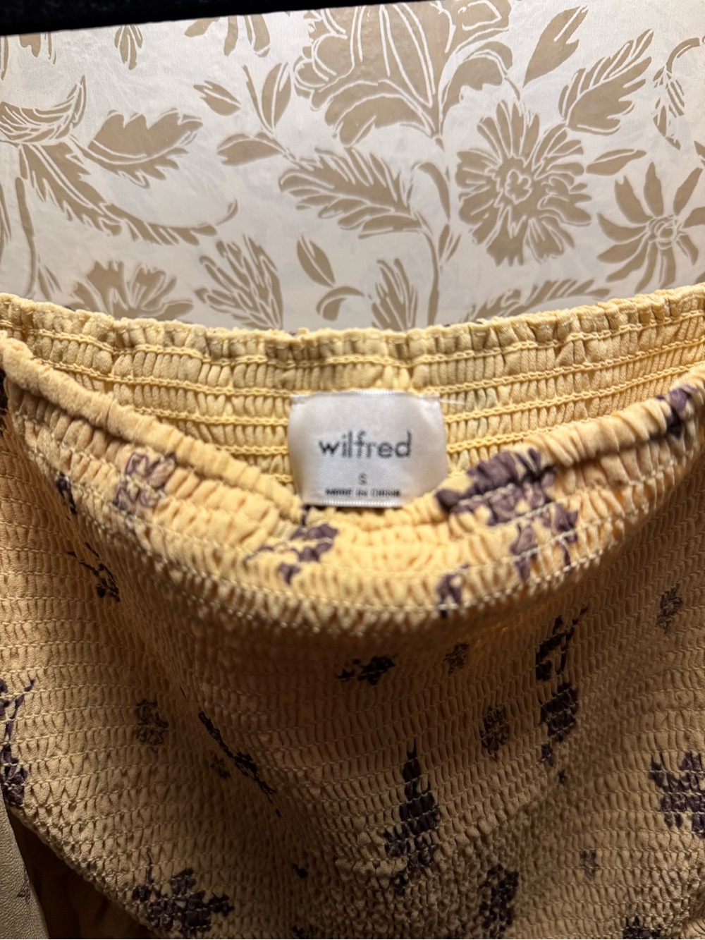 Aritzia Yellow Floral Smocked Square-Neck Mini Dress - Picture 5 of 5
